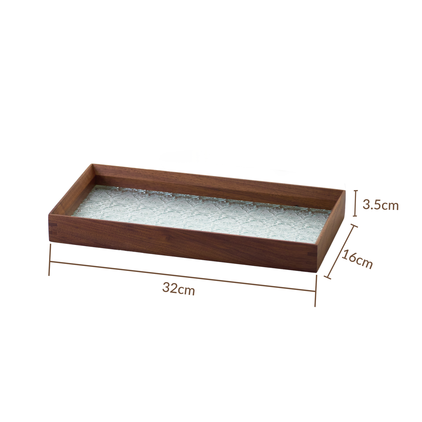 Glass & Wood ServingTray with Pattern Glass for Kitchen Countertop Home Decor for Coffee Table, Decorative Trays