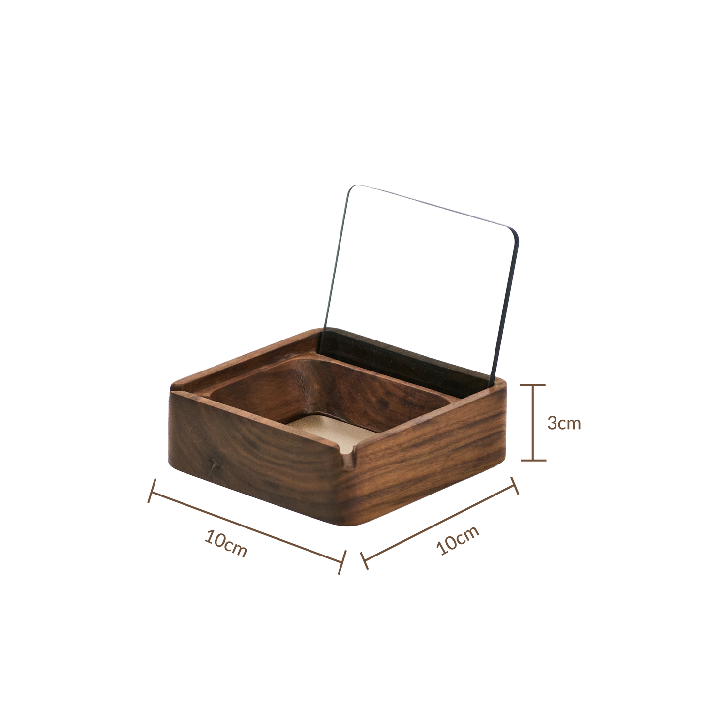 Ashtray,Metal&Wood,Desktop Cigar Ash Tray Home Office Decoration Art (Gold aluminum inner) - with side grooves
