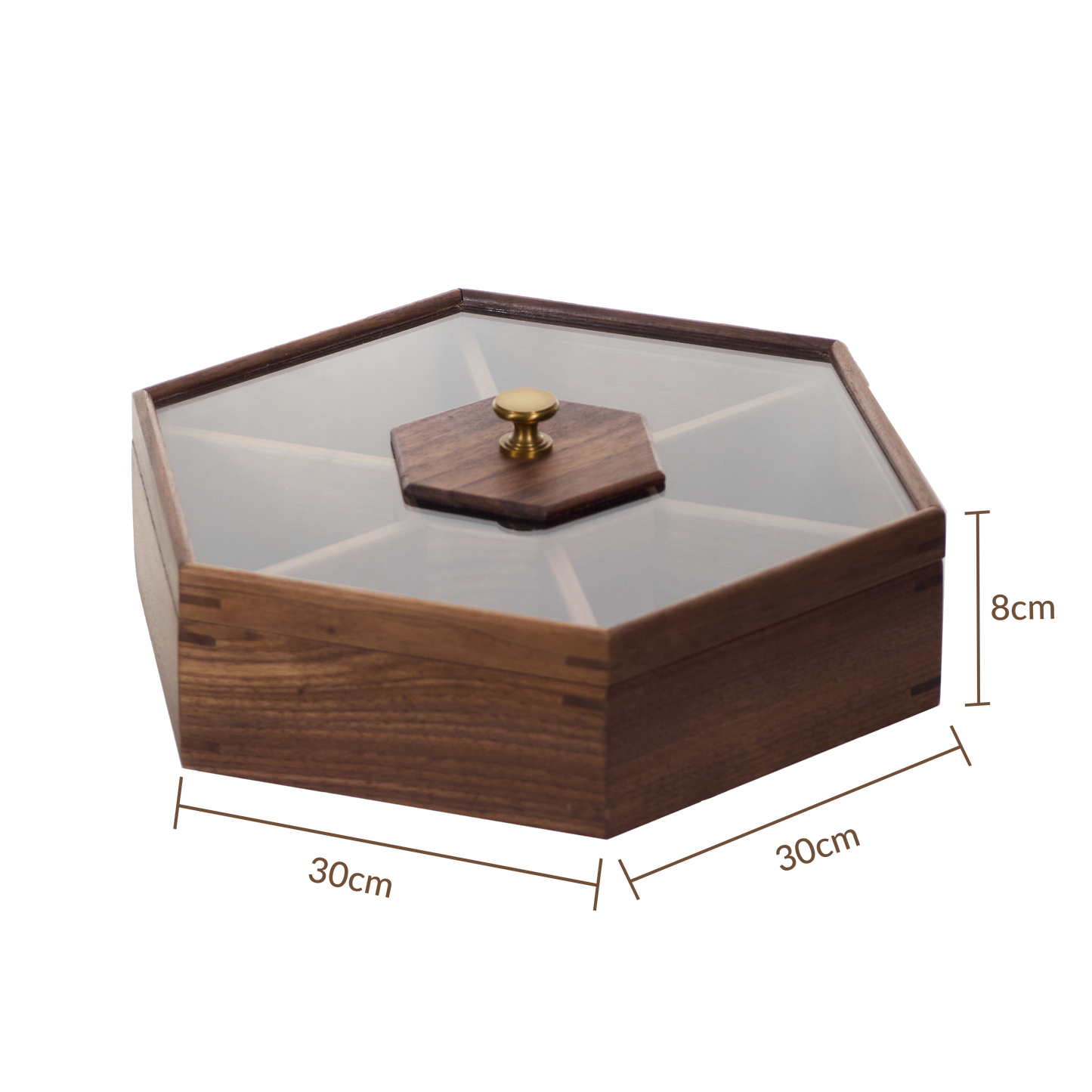 Luxun Snack and Nut Severing Tray with Glass Lid Party Appetizer Platter Hexagonal Style