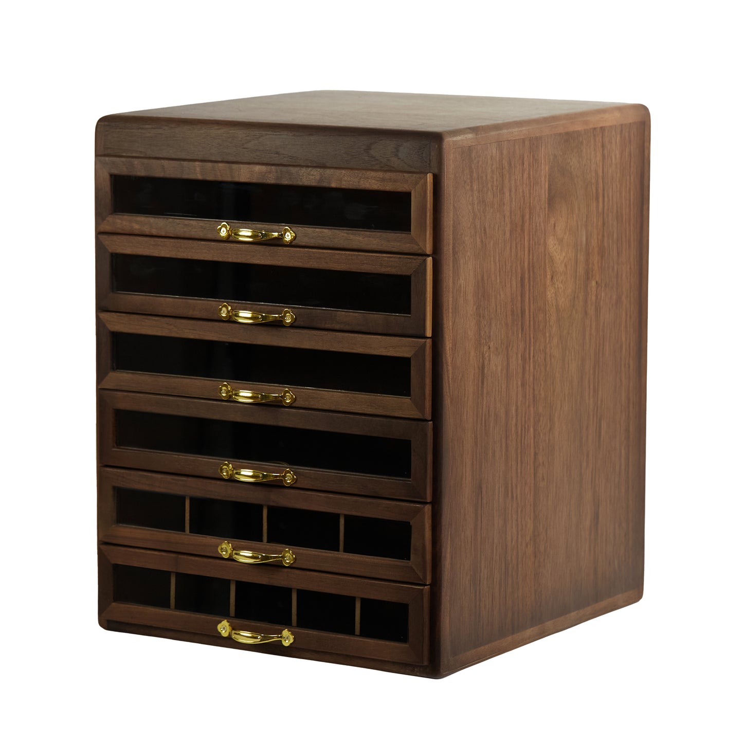 Walnut Wooden 6-Layer Storage Box with Drawer