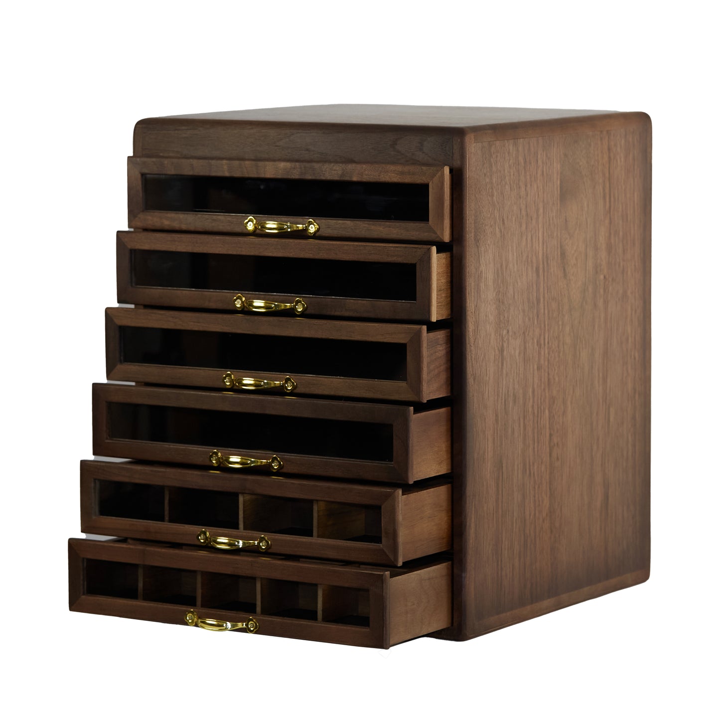 Walnut Wooden 6-Layer Storage Box with Drawer