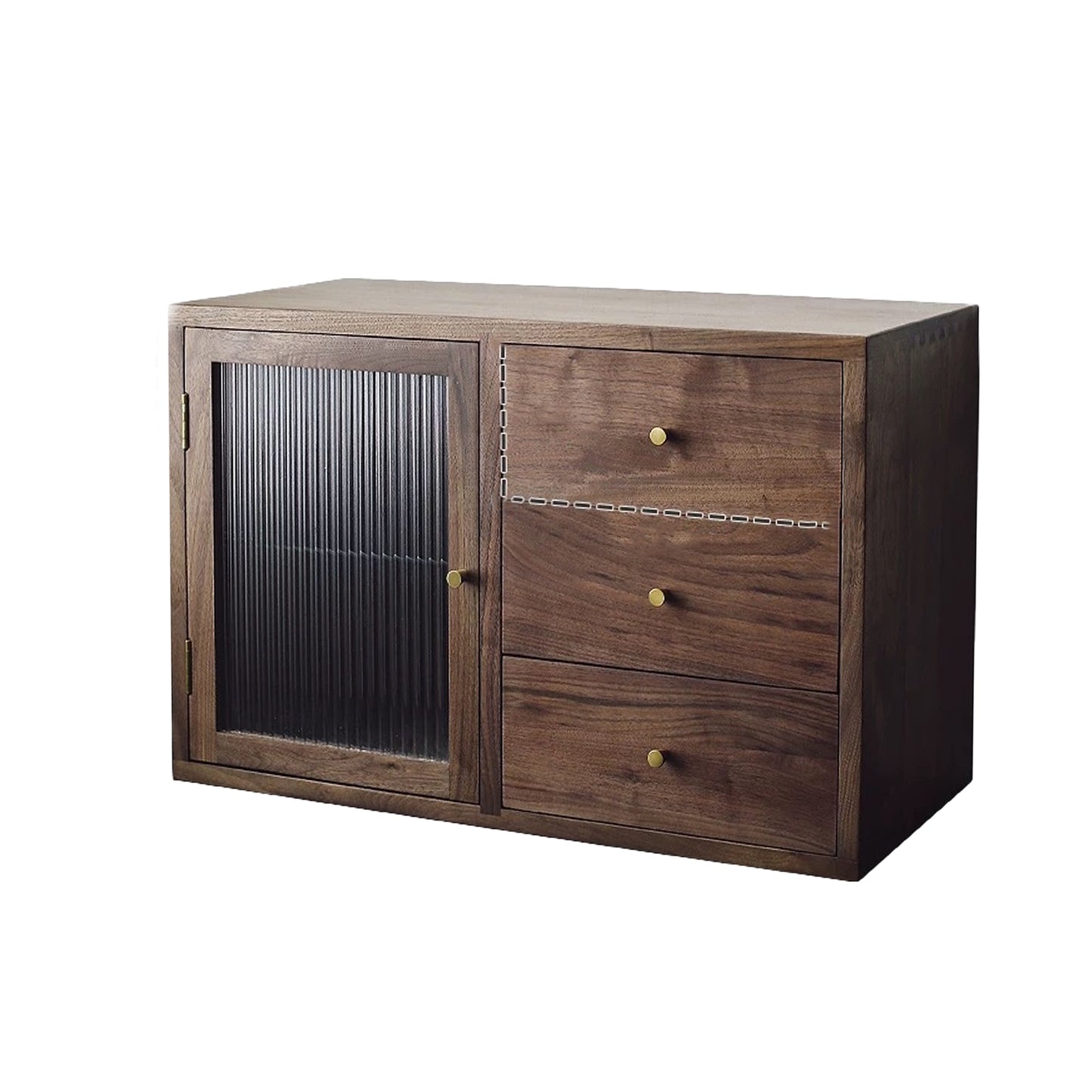 Multifunctional 3 layers storage cabinet with drawers & glass doors