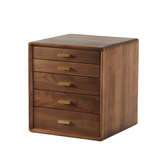Walnut Wooden 5-Layer Storage Box with Drawer