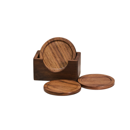 Wood Coasters for Drinks with storage box- 5pcs