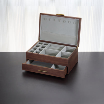 Walnut Wooden handmade Jewelry Box with removable Divider Organizer Box