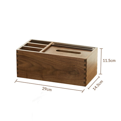 Luxun Multifunctional Tissue Box -Handmade Walnut Organization Tray