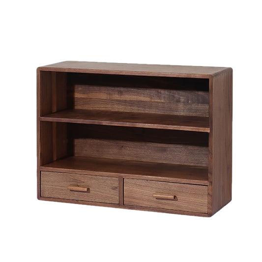 Multifunctional 2-tier storage cabinet with 2 drawers- wood handle