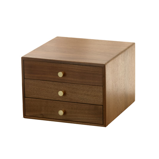 Walnut wooden Three-Layer  Storage box with Drawer