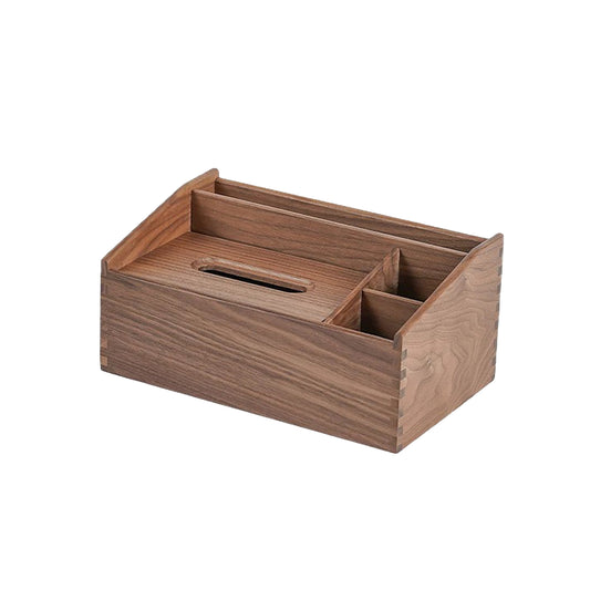 Walnut Wooden Tissue Box Cover with Storage -Multifunctional Wooden Tissue Box Cover