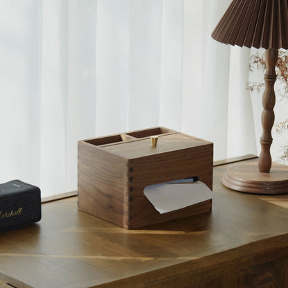 Luxun Multifunctional Tissue Box -Handmade Walnut Organization Tray