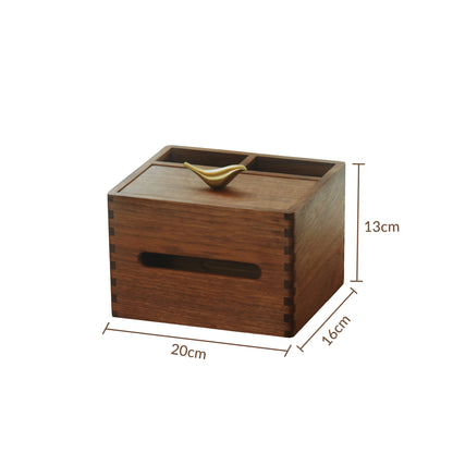 Luxun Multifunctional Tissue Box -Handmade Walnut Organization Tray