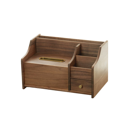 Walnut Wooden Tissue Box Cover with Storage -Multifunctional Wooden Tissue Box Cover