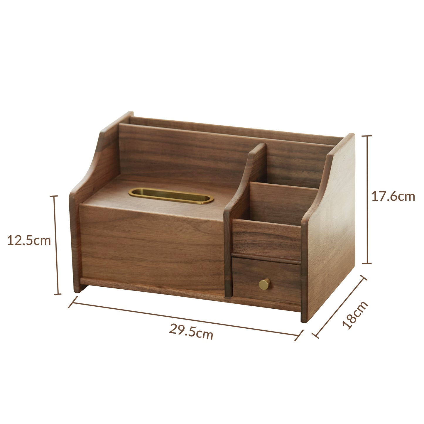 Walnut Wooden Tissue Box Cover with Storage -Multifunctional Wooden Tissue Box Cover